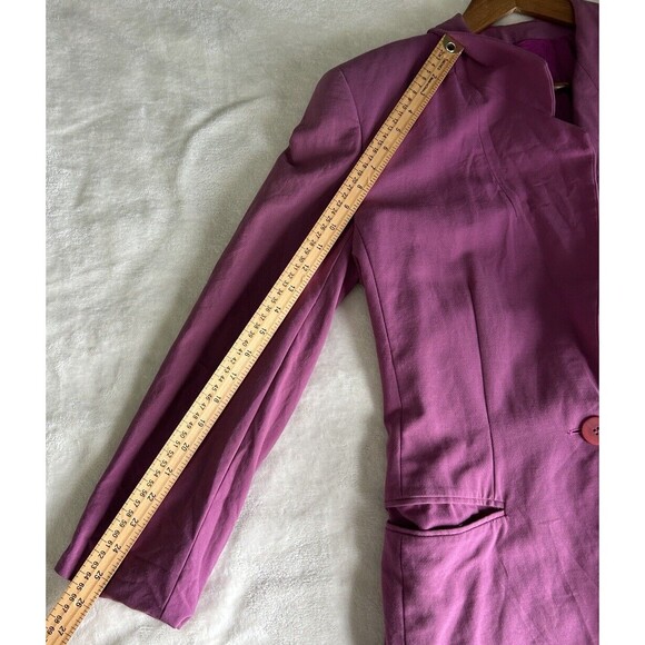 Giorgio Armani Black Label Womens Blazer Size 38 One Button Coat Magenta Vintage - Picture 8 of 12